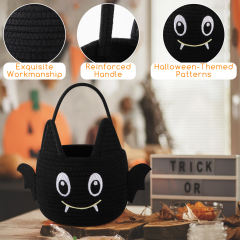 CHERISHGARD Set of 2 4L Halloween Cute Cotton Rope Baskets for Kids ,5.9 in*5.9 in*5.9 in ,Halloween Party Baskets for Candy,Toys