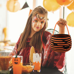 CHERISHGARD Set of 2 4L Halloween Cute Cotton Rope Baskets for Kids ,5.9 in*5.9 in*5.9 in ,Halloween Party Baskets for Candy,Toys