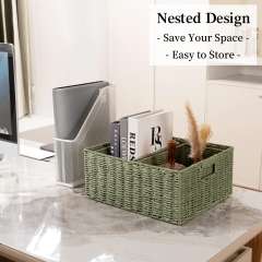 CHERISHGARD 3-Piece 18L Nested Solid Woven Storage Baskets,Elevate Home Organization for Clothes, Toys, Toiletries in Bedroom, Bathroom & Kitchen,14.6*12.2*6.3 inch