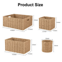 CHERISHGARD 18L Nested Set of 4 Handwoven Synthetic Rattan-like Storage Basket for Clothes, Toys in Bathroom, Bedroom,Nursery,14.5*12.2*6.3 inch