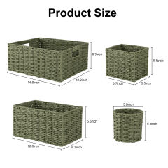 CHERISHGARD 18L Nested Set of 4 Handwoven Synthetic Rattan-like Storage Basket for Clothes, Toys in Bathroom, Bedroom,Nursery,14.5*12.2*6.3 inch