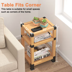 CHERISHGARD Nightstand Bedside Tables Open Storage Shelf, Side Table End Tables for Bedroom or Living Room