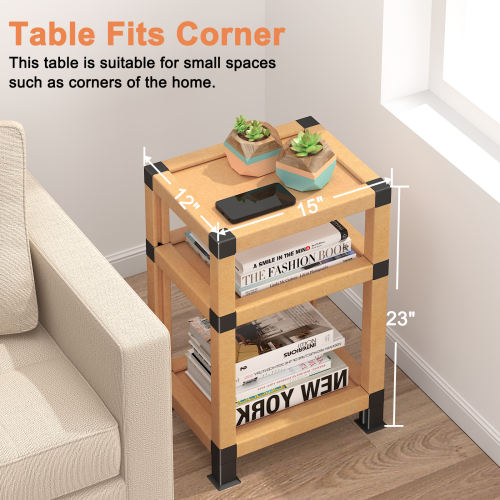 CHERISHGARD Nightstand Bedside Tables Open Storage Shelf, Side Table End Tables for Bedroom or Living Room