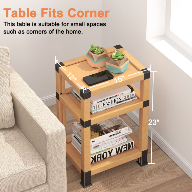 CHERISHGARD Nightstand Bedside Tables Open Storage Shelf, Side Table End Tables for Bedroom or Living Room
