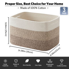 Cherishgard Storage Basket, 3 Pieces Cotton Laundry Basket, Woven Baskets for Storage for toys,Towel