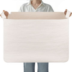 CHERISHGARD 100L Large Blanket Basket,Woven Rope Storage Basket for Organizing and Tidying up, Suitable for Bedrooms, Living Rooms and Bathrooms