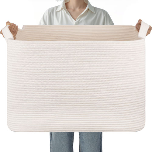CHERISHGARD 100L Large Blanket Basket,Woven Rope Storage Basket for Organizing and Tidying up, Suitable for Bedrooms, Living Rooms and Bathrooms