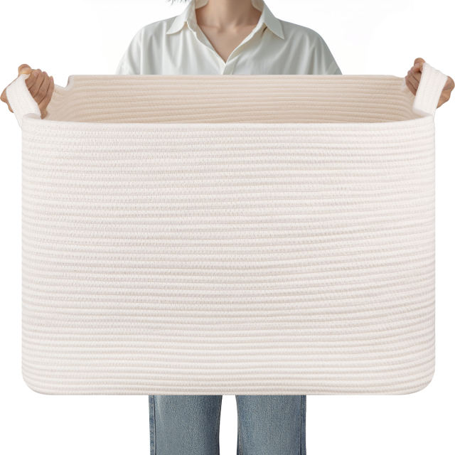 CHERISHGARD 100L Large Blanket Basket,Woven Rope Storage Basket for Organizing and Tidying up, Suitable for Bedrooms, Living Rooms and Bathrooms