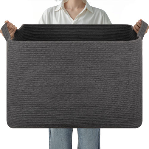 CHERISHGARD 100L Large Blanket Basket,Woven Rope Storage Basket for Organizing and Tidying up, Suitable for Bedrooms, Living Rooms and Bathrooms