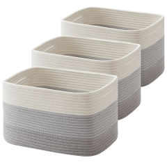 Cherishgard Storage Basket, 3 Pieces Cotton Laundry Basket, Woven Baskets for Storage for toys,Towel