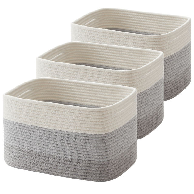 Cherishgard Storage Basket, 3 Pieces Cotton Laundry Basket, Woven Baskets for Storage for toys,Towel