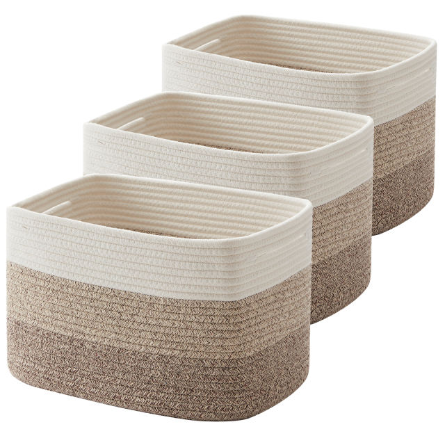 Cherishgard Storage Basket, 3 Pieces Cotton Laundry Basket, Woven Baskets for Storage for toys,Towel