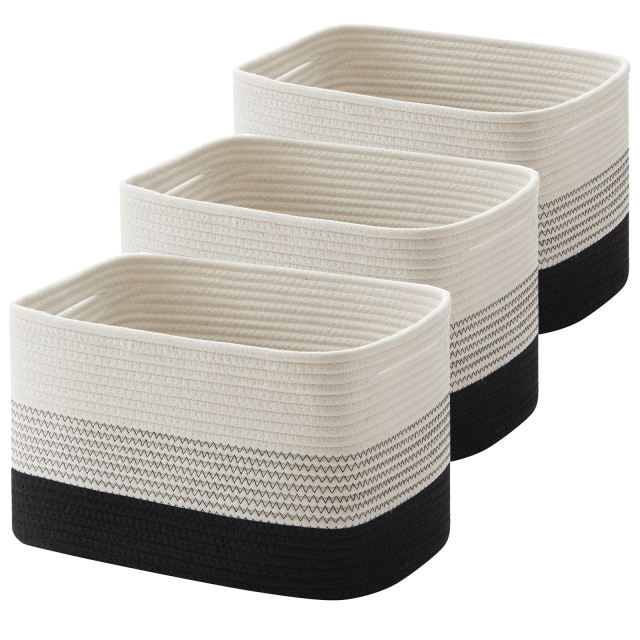 Cherishgard Storage Basket, 3 Pieces Cotton Laundry Basket, Woven Baskets for Storage for toys,Towel