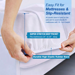SIXDOVE Fitted Bed Sheets 16 Inch Pocket Bamboo Rayon Fitted Sheet, Super Soft and Cooling Bottom Sheet with 4 Elastic Corner Straps(Cream White, Queen Size)
