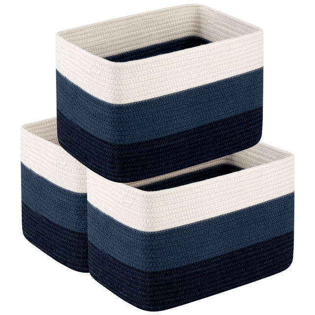 HLAOLA Woven Storage Baskets 3 Packs, 22L Cotton Rope Baskets for Storage, Toys, Towels,Perfect for Living Room & Nursery