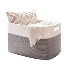 HLAOLA 70L Large Storage Bin with Handles, Decorative Rope Basket for Living Room, Bedroom