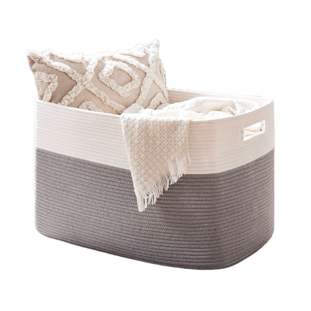 HLAOLA 70L Large Storage Bin with Handles, Decorative Rope Basket for Living Room, Bedroom