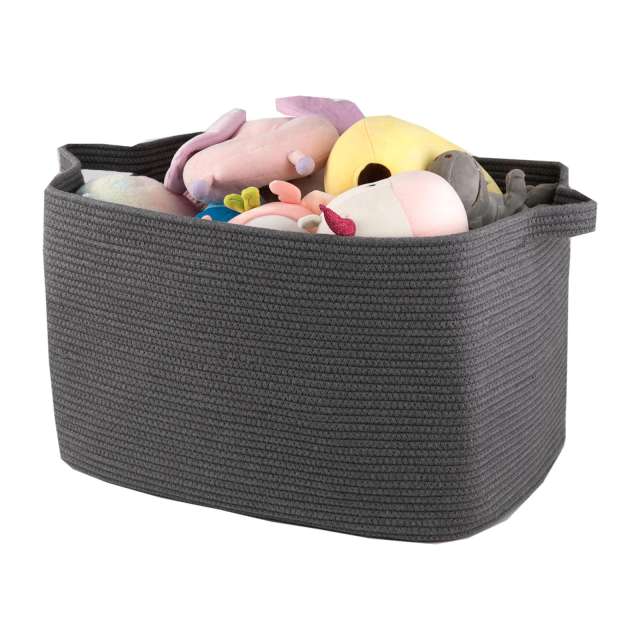 HLAOLA 70L Large Laundry Basket, Rectangular Cotton Rope Storage Basket, Suitable for Storing Blankets, Toys and Clothes in Various Places