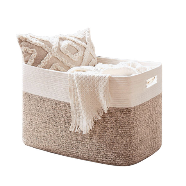HLAOLA 70L Large Storage Bin with Handles, Decorative Rope Basket for Living Room, Bedroom