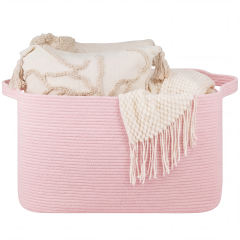 HLAOLA 90L Large Cotton Rope Basket with Sturdy Handles – Woven Blanket Basket for Living Room, Laundry, Nursery & Toy Storage, Storage Bin Foldable & Safe for Baby