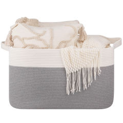 HLAOLA 90L Large Cotton Rope Basket with Sturdy Handles – Woven Blanket Basket for Living Room, Laundry, Nursery &amp; Toy Storage, Storage Bin Foldable &amp; Safe for Baby