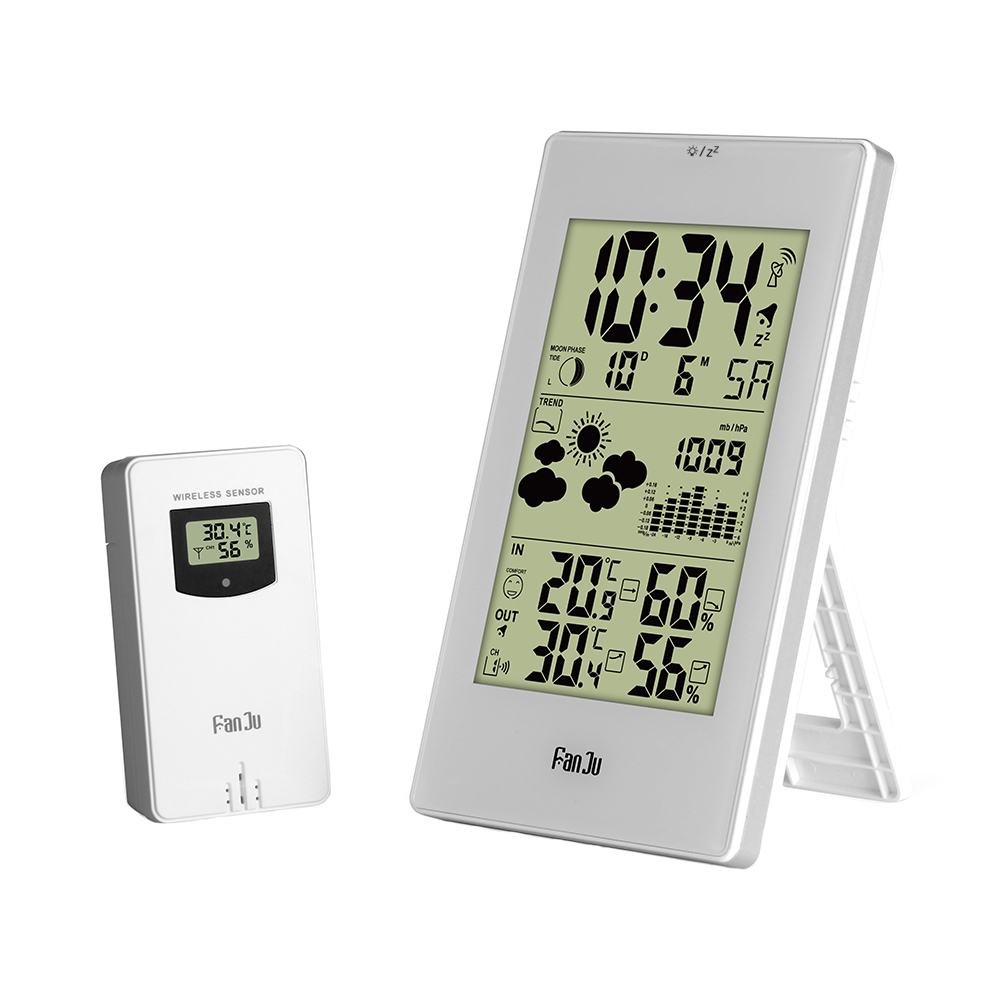 FJ3352 Weather Station With Barometer Forecast Temperature Humidity Wireless  Outdoor Sensor Alarm and Snooze Digital Clock