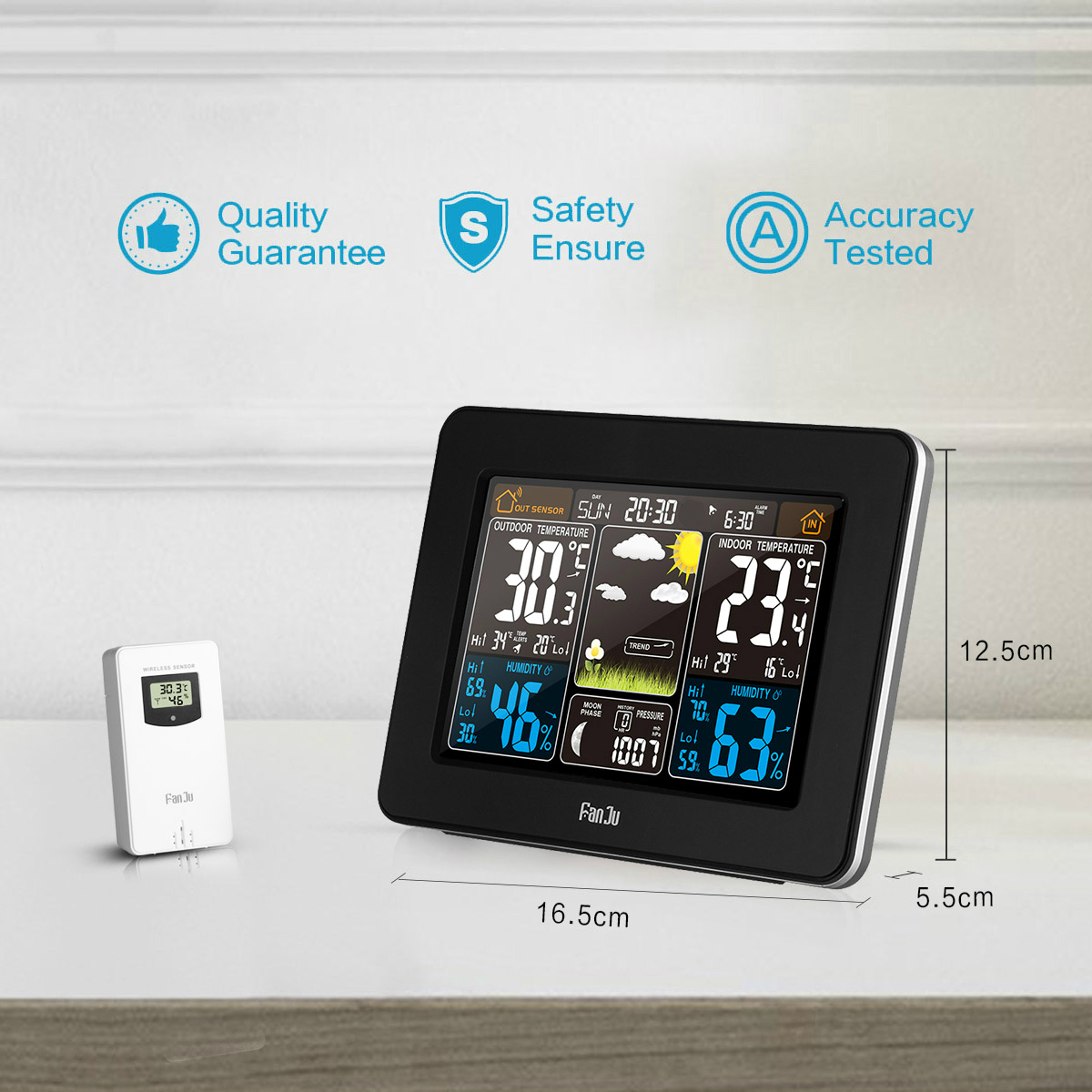 FanJu丨Wireless Weather Station with Outdoor Sensor Temperature