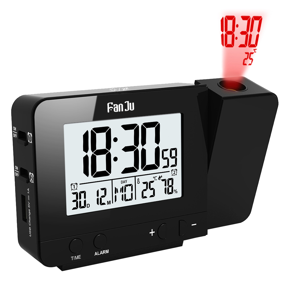 FJ3531 Projection Alarm Clock with USB Charger Port