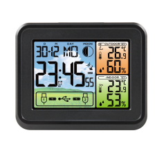 FJ3344 Weather Clock with Outdoor Sensor USB Charger