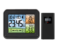 FJ3344 Weather Clock with Outdoor Sensor USB Charger