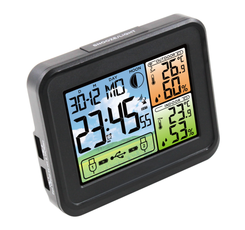 FJ3344 Weather Clock with Outdoor Sensor USB Charger