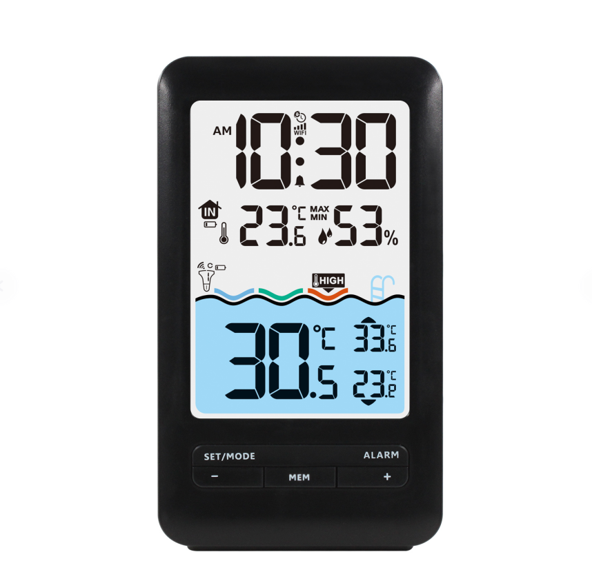 FJ3395TUYA Pool Thermometer Clock with Outdoor Sensor