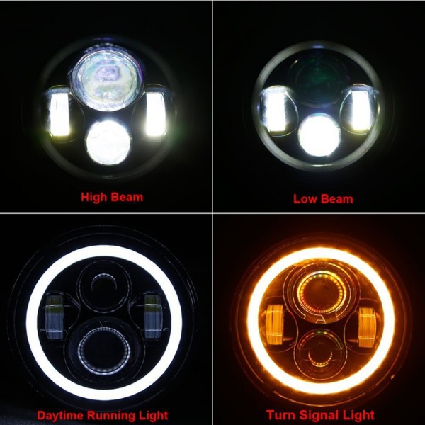 7 colių Jeep Wrangler LED priekiniai žibintai Hi/lo Beam