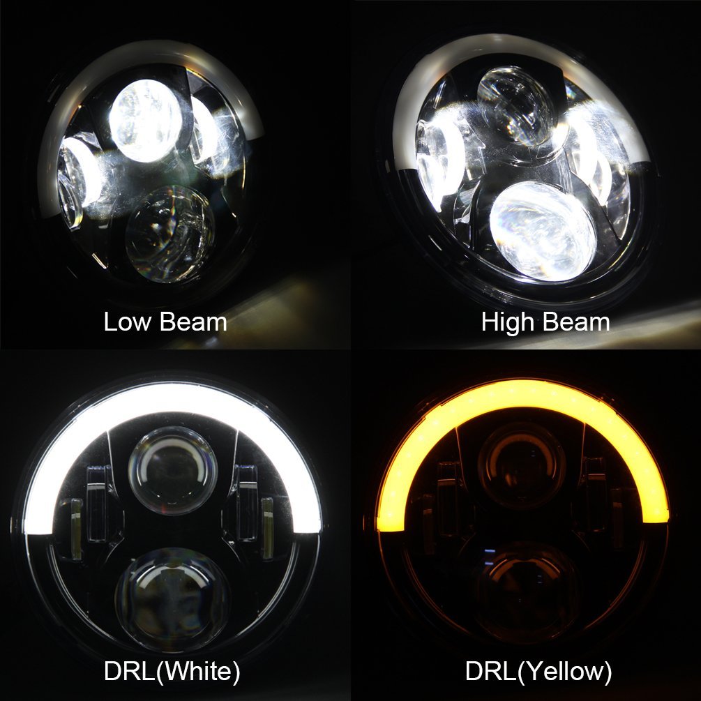 7 pulgada nga Jeep JK Nagdala sa Headlight High Low Beam DRL