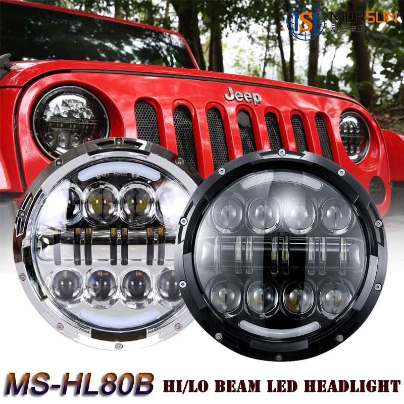 Aplikasi lampu depan Jeep Wrangler 7 inci