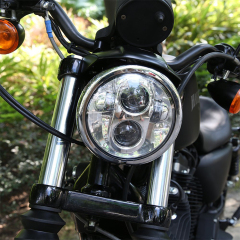 Lampu LED Proyektor Sepeda Motor Ireng / krom 5.75 Inci kanggo Sepeda Motor Dyna Harley