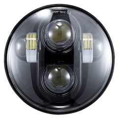 Schwaarz / Chrom 5.75 Zoll Motorprojektor LED Headlight fir Motorrad Dyna Harley