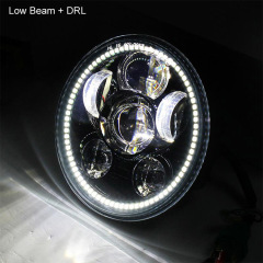 5.75 Inch Black Led Headlight With Angel Eyes For Harley Motorcycle