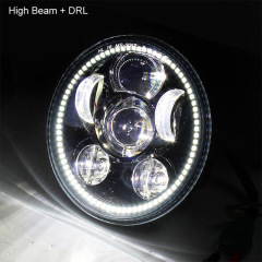 5.75 Inch Black Led Headlight With Angel Eyes For Harley Motorcycle