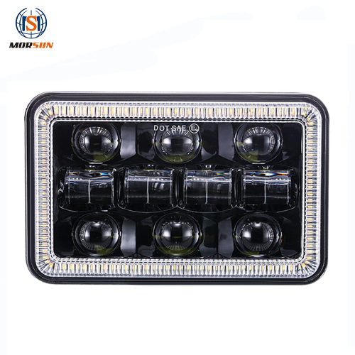 2019 4x6 inch car led headlight rectangular headlamp with halo for truck Offroad/Feightliner/Chevy