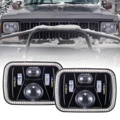 Augstas kvalitātes 5x7 collu kravas automašīnas LED priekšējais lukturis jeep cherokee xj/GMC galvenajam lukturim ar taisnstūra halo gredzenu