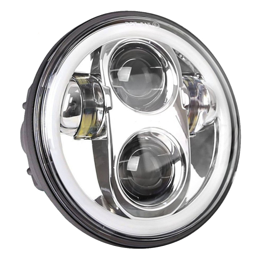 MORSUN 5 3/4" 5.75 High/Low Beam Projector LED Headlight with White Halo Ring for Harley Sportster Dyna