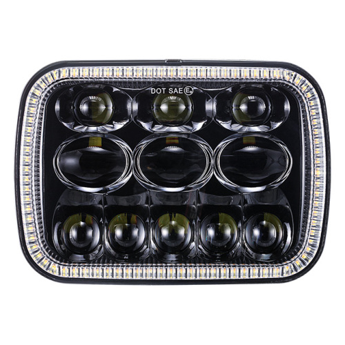 Square 5x7 led headlight for cherokee xj hi/lo beam Reflector led headlamp with angel eye for jeep accessories