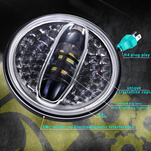 New 7 Inch Led Projector Harley Davidson Headlight 108W DOT E9 Led Motorcycle Headlight for Harley