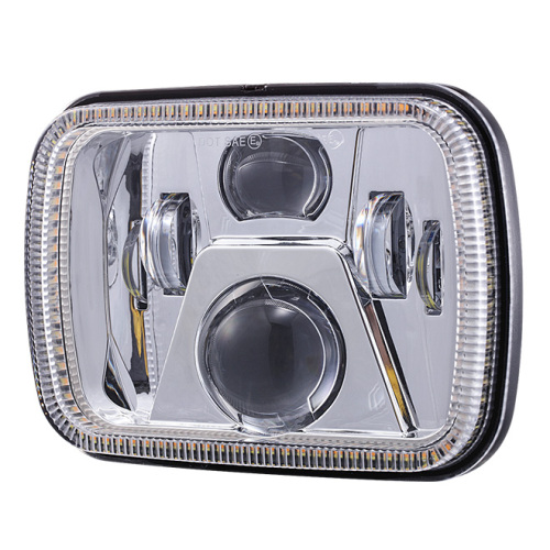 High quality 5x7 inch truck led headlight for jeep cherokee xj/GMC headlamp with rectangular halo ring