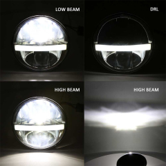 New 5-3/4 5.75 Inch Round Headlight Halo H4 Hi/Lo Beam Motorcycle Headlights for Harley