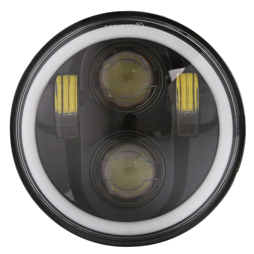 MORSUN 5 3/4" 5.75 High/Low Beam Projector LED Headlight with White Halo Ring for Harley Sportster Dyna