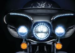 Harley 오토바이 용 빨간색/호박색 빛이있는 3.25 인치 원형 LED 신호등 쌍 3 1/4 ''신호등