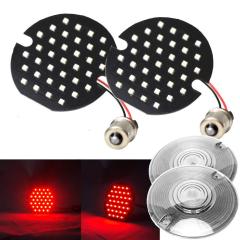 Par de luz de sinal LED redonda de 3.25 polgadas con luz vermella / ámbar para motocicletas Harley 3 luz de sinal de 1/4 "