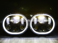 适用于Harleys-Davidsons Road Glide 5.75 5 3/4英寸led前大灯12V 24V前大灯，带光环天使眼